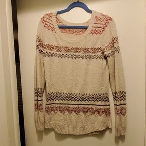 Aztec print long sleeve sweater